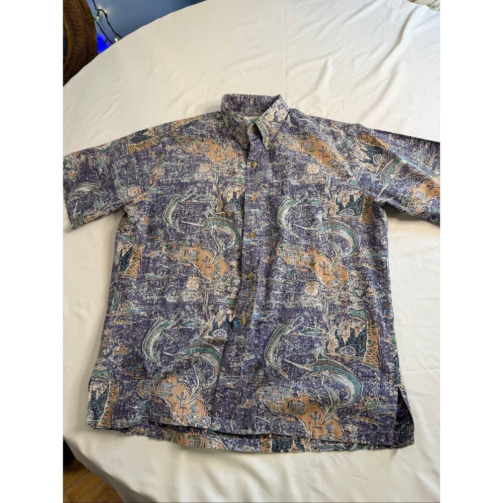 Kahala Men’s Marlin Button Up Shirt Size Large